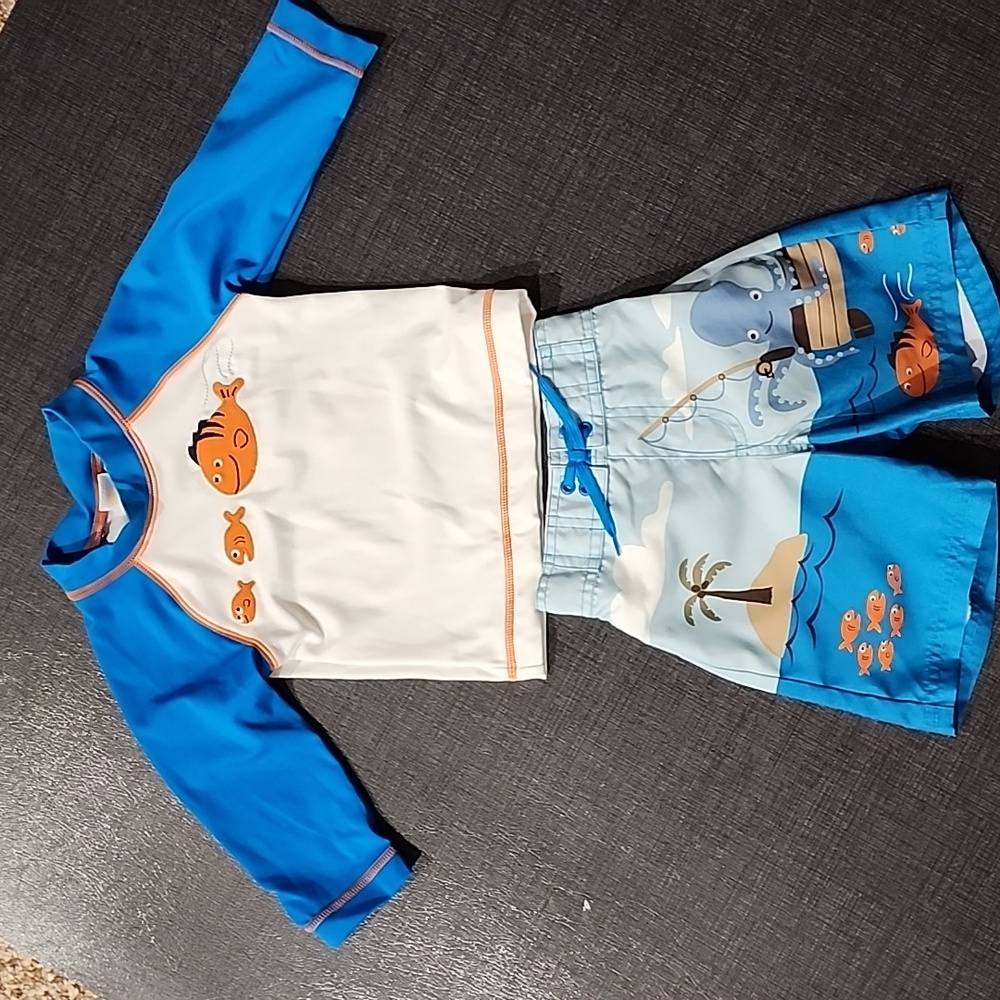 Gymboree Boys Rashguard, Swim Trunks Size 12-18 mos
